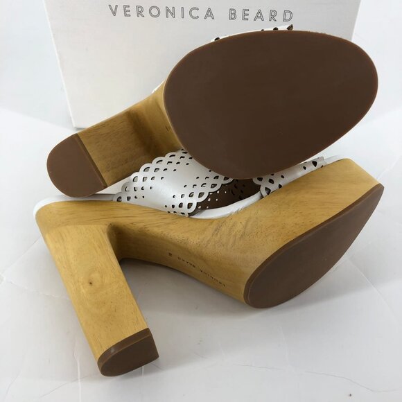 Veronica Beard White Tan Ultra-High Leather Heels | Size 9 - Picture 7 of 8